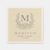 Moderne Rustikale Monogramm Champagner Hochzeitsna Serviette (Vorderseite)