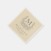 Moderne Rustikale Monogramm Champagner Hochzeitsna Serviette (Ecke)