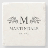 Moderne Rustikale Monogramm-Familie Personalisiert Steinuntersetzer (Vorderseite)