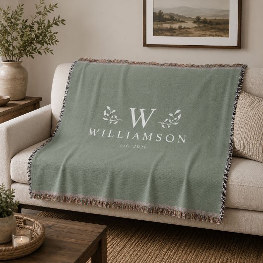 Moderne rustikale Monogramm individuelle Familienn Decke