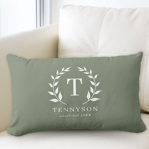 Moderne Rustikale Monogramm Kranz Familienname Sal Lendenkissen