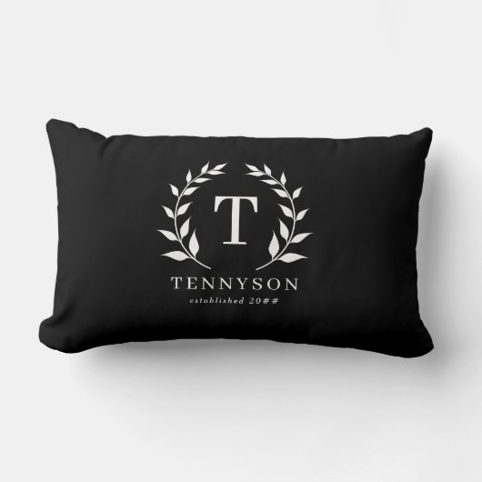 Moderne Rustikale Monogrammkleider Name Schwarz Lendenkissen (Vorderseite)