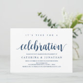 Moderne rustikale, navy Blue-Schrift, Engagement P Einladung (Stehend Vorderseite)