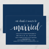 Moderne rustikale, navy Blue-Schrift, Engagement P Einladung (Vorne/Hinten)