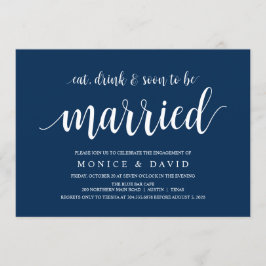 Moderne rustikale, navy Blue-Schrift, Engagement P Einladung