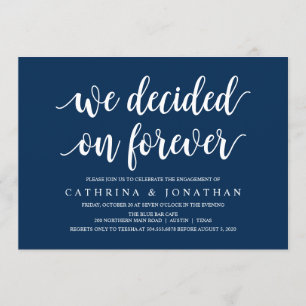 Moderne rustikale, navy Blue-Schrift, Engagement P Einladung