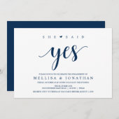 Moderne rustikale, navy Blue-Schrift, Engagement P Einladung (Vorne/Hinten)