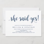 Moderne rustikale, navy Blue-Schrift, Engagement P Einladung (Vorderseite)