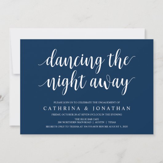 Moderne rustikale, navy Blue-Schrift, Engagement P Einladung (Vorderseite)