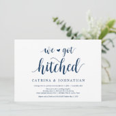 Moderne rustikale, navy Blue-Schrift, Hochzeitsfei Einladung (Stehend Vorderseite)