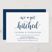 Moderne rustikale, navy Blue-Schrift, Hochzeitsfei Einladung (Vorne/Hinten)