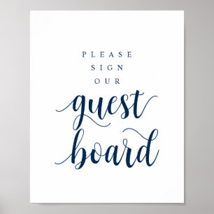 Moderne Rustikale Navy Hochzeit Unser Gast Board P Poster