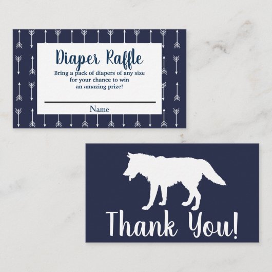 Moderne Rustikale Navy & White Wolf Windeln Raffel Begleitkarte (Vorne/Hinten)