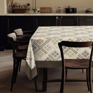 Moderne rustikale, neutrale geometrische Motive Tischdecke