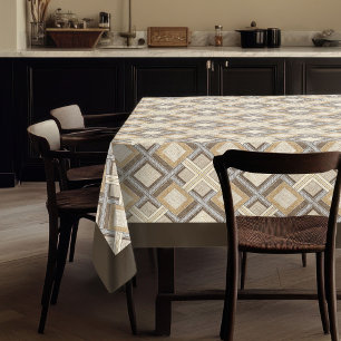 Moderne rustikale, neutrale geometrische Motive Tischdecke
