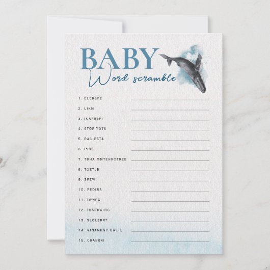 Moderne Rustikale Ocean Baby Word Scramcard Einladung (Vorderseite)