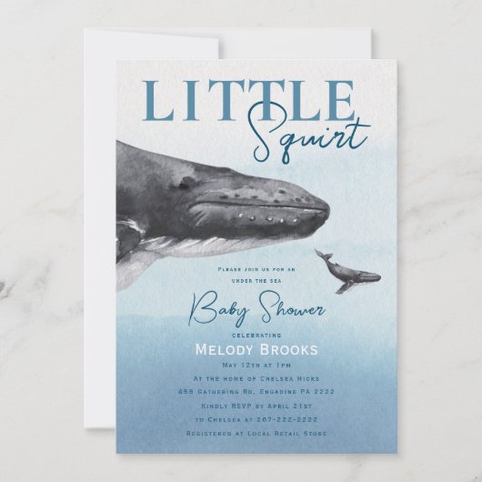 Moderne Rustikale Ocean Little Squirt Baby Dusche Einladung (Vorderseite)