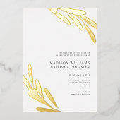 Moderne Rustikale Olive Branch Hochzeit REAL Folieneinladung (Vorderseite)