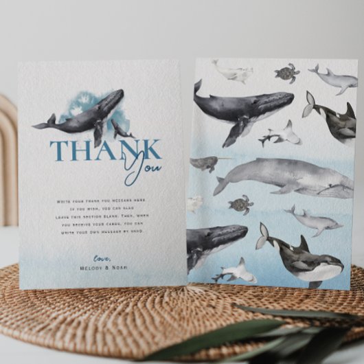 Moderne rustikale Ozeanflatter mit vertikaler Baby Dankeskarte