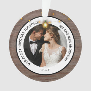 Moderne rustikale Paare Erste Weihnachten gemeinsa Ornament