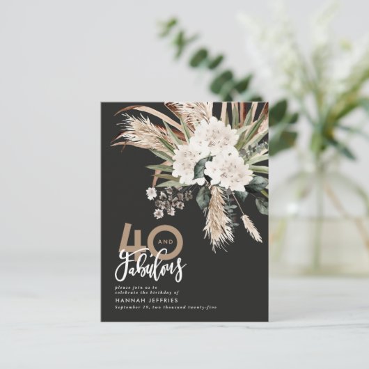 Moderne rustikale Pampas eucalyptus 40 und fabelha Ankündigungspostkarte (Stehend Vorderseite)