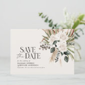 Moderne rustikale Pampas eucalyptus botanisch eleg Save The Date (Stehend Vorderseite)