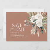 Moderne rustikale Pampas eucalyptus botanisch eleg Save The Date (Vorderseite)