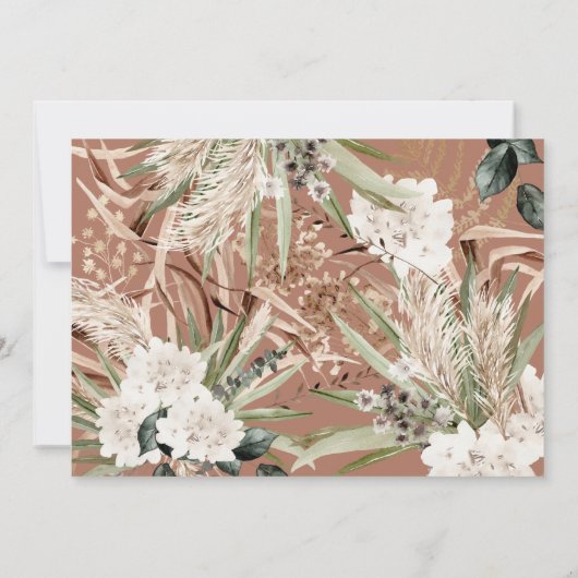 Moderne rustikale Pampas eucalyptus botanisch eleg Save The Date (Rückseite)