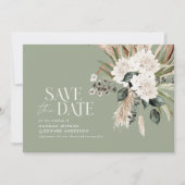 Moderne rustikale Pampas eucalyptus botanisch eleg Save The Date (Vorderseite)