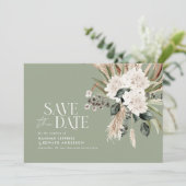 Moderne rustikale Pampas eucalyptus botanisch eleg Save The Date (Stehend Vorderseite)
