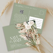 Moderne rustikale Pampas eucalyptus botanischer QR Ankündigungspostkarte
