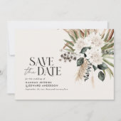 Moderne rustikale Pampas eucalyptus botanischer QR Save The Date (Vorderseite)