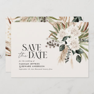 Moderne rustikale Pampas eucalyptus botanischer QR Save The Date