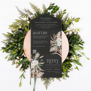 moderne rustikale Pampas eucalyptus Hochzeit QR Co All In One Einladung