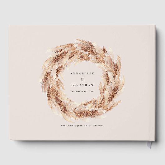 Moderne rustikale Pampas Gras Hochzeit Gästebuch (Rückseite)