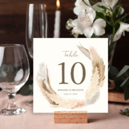 Moderne Rustikale Pampasgras-Hochzeitstisch-Nummer Einladung