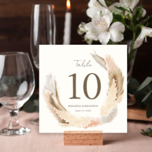 Moderne Rustikale Pampasgras-Hochzeitstisch-Nummer Einladung