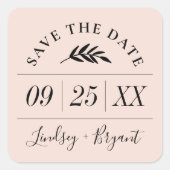 Moderne rustikale Personalisiert Save the Date Quadratischer Aufkleber (Vorderseite)