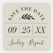 Moderne rustikale Personalisiert Save the Date Quadratischer Aufkleber (Vorderseite)