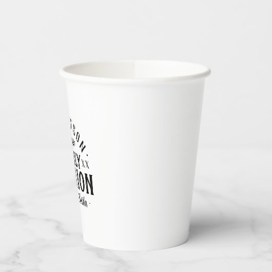 Moderne rustikale Personalisierte Family Wiederseh Pappbecher (Links)