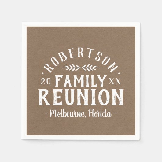 Moderne rustikale Personalisierte Family Wiederseh Serviette (Vorderseite)