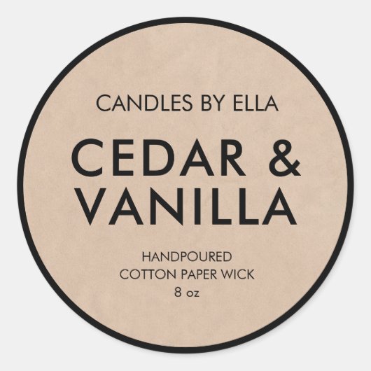 Moderne, rustikale, Personalisierte Kerzen Runder Aufkleber (Vorderseite)