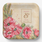 Moderne Rustikale Poppy Floral Wedding Pappteller (Vorderseite)