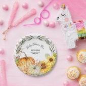 Moderne rustikale Pumpkin-Blätter Sonnenblume Kind Pappteller (Party)