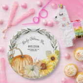 Moderne rustikale Pumpkin-Blätter Sonnenblume Kind Pappteller (Party)