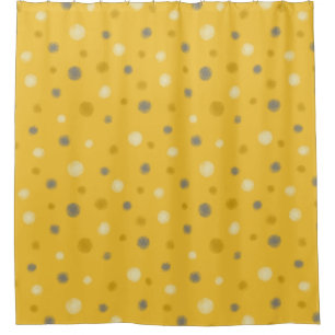 Moderne rustikale Random Dots, grau, gelb, Senf Duschvorhang