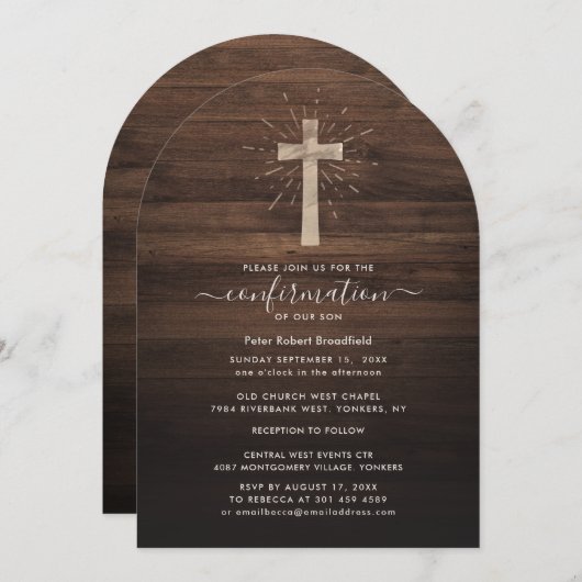 Moderne rustikale religiöse Bestätigung Einladung (Vorne/Hinten)