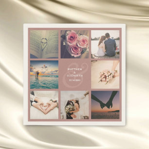 Moderne rustikale rosa Ampere und Hochzeitspitzens Serviette