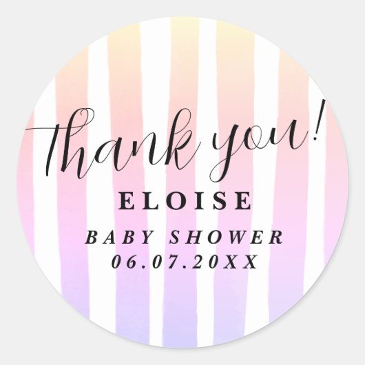 Moderne rustikale rosa Wasserkühlerstreifen Runder Aufkleber (Vorderseite)