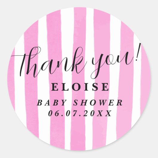 Moderne rustikale rosa Wasserkühlerstreifen Runder Aufkleber (Vorderseite)